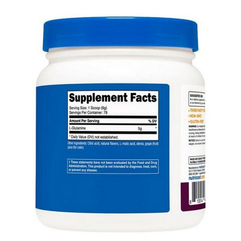 Nutricost, L-Glutamine Powder Blackberry Lemonade Stevia, 500 Grams