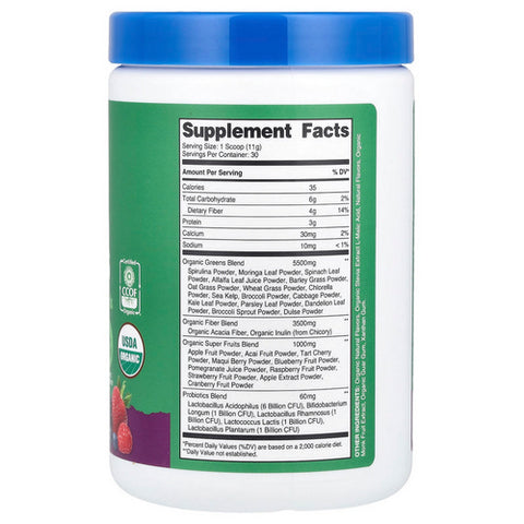 Nutricost, Super Greens Powder Mixed Berry Organic, 30 Serving