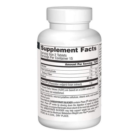 Source Naturals, Phase 2 Carbohydrate Blocker, 500 mg, 30 Tabs