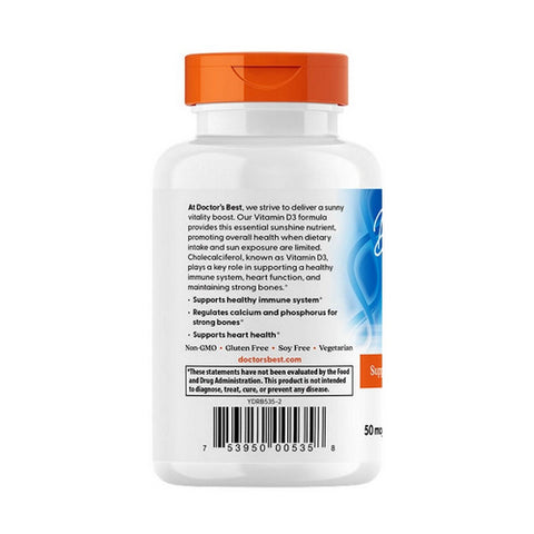 Doctors Best, Vitamin D3, 50 Mcg (2,000 IU), 180 Veggie Softgels