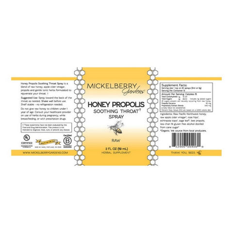Mickelberry Gardens, Honey Propolis Soothing Throat Spray, 2 Oz