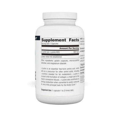 Source Naturals, L-Lysine, 500 MG, 200 Caps Source Naturals