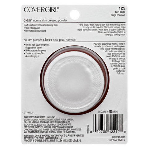 Covergirl, Clean Pressed Powder Foundation 125 Buff Beige, .35 Oz (Case Of 2)