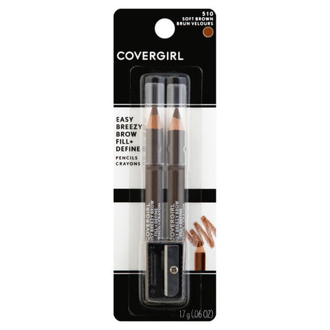 Covergirl, Easy Breezy Brow Fill And Define Brow Pencil Soft Brown With Sharpener, .06 Oz (Case Of 2)