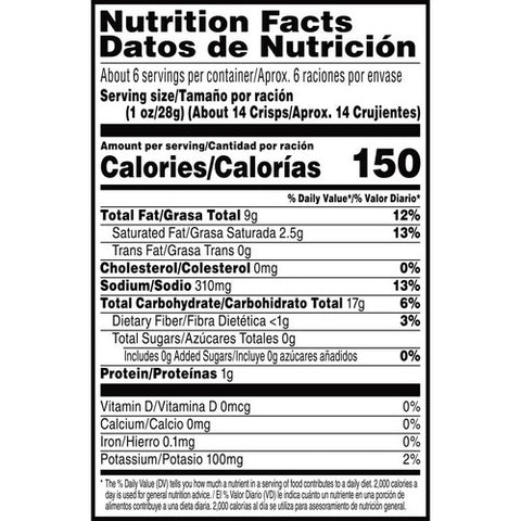 Pringles, Potato Crisps Lunch On The Go Snack, 5.5 Oz (Case Of 14)