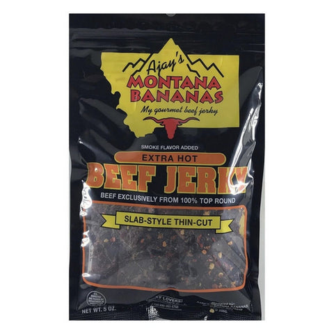 Beef Jerky Thin Cut Extra Hot 5 Oz (Case Of 6) by Ajay's Montana Bananas