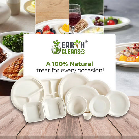 10" Round Bagasse Plates Premium 750 Pack by Earth Cleanse