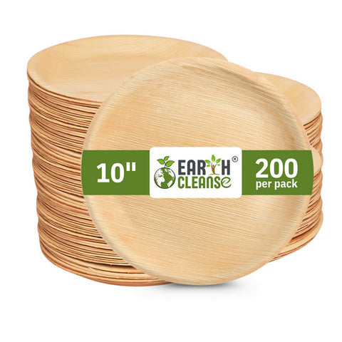 Earth Cleanse, Areca Palm Leaf Round Plates 10 Inches, Pack of 200