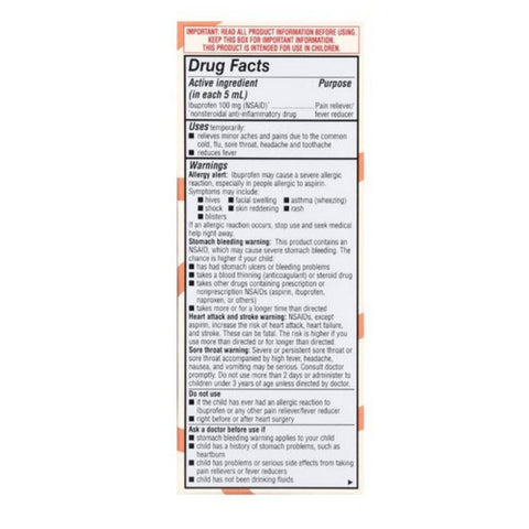 Foster And Thrive, Children's Ibuprofen Grape, 100 Mg, 4 Oz