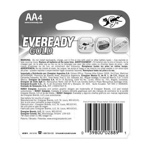 Energizer, Gold Alkaline Batteries AA, 4 Count Energizer