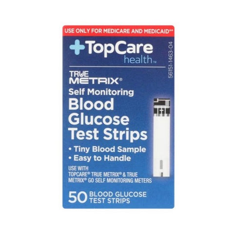 TopCare, True Metrix Self Monitoring Blood Glucose Test Strips, 50 Count TopCare