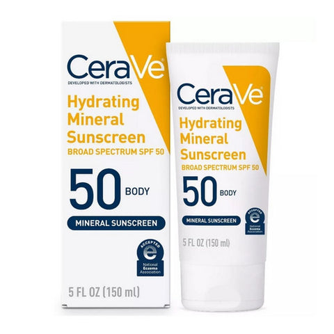 Cerave, Hydrating Body Mineral Sunscreen Lotion SPF 50, 5 Oz