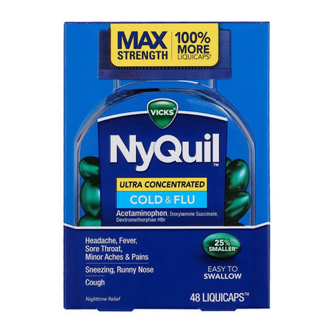 Vicks, Nyquil Cold & Flu Ultra Concentrated Liquicaps, 48 Count