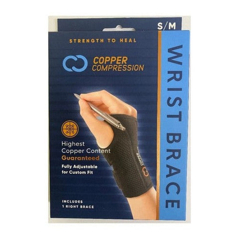 Copper Compression, Wrist Brace Fits Right Hand Small And Medium, 1 Count Copper Compression