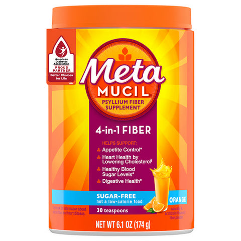 Metamucil, Fiber Supplement Powder 4 In 1 Sugar Free Orange, 6.1 Oz (Case Of 6)