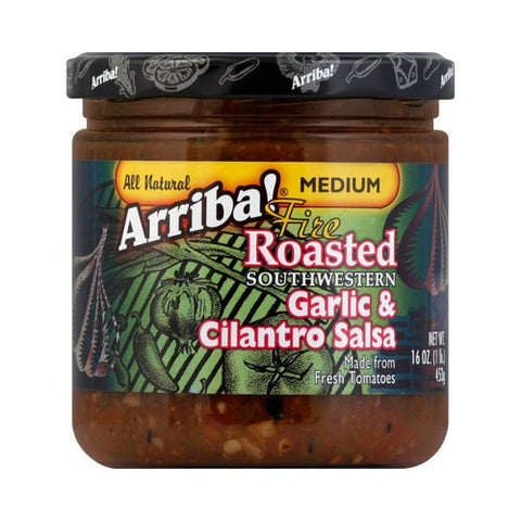 Arriba, Fire Roasted South Western Garlic And Cilantro Salsa Medium, 16 Oz (Case Of 6)