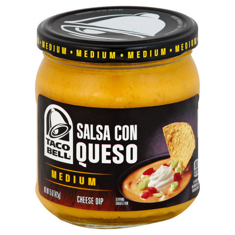Taco Bell, Salsa Con Queso Cheese Dip Jar Medium, 15 Oz (Case Of 12)