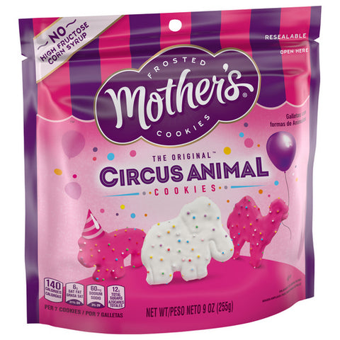 Mothers, The Original Frosted Circus Animal Cookies Resealable Pouch, 9 Oz (Case Of 12)