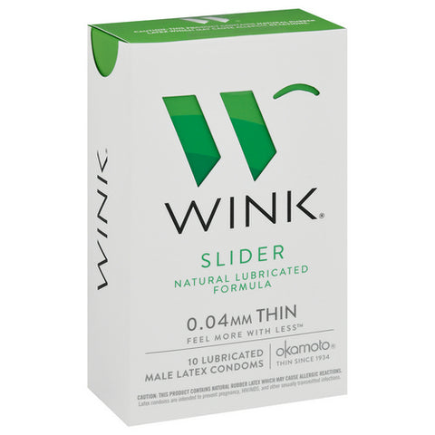 Wink, Male Lubricated Slider Latex Condoms, 10 Count (Case Of 6)