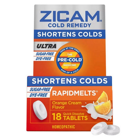 Zinc Cold Remedy Ultra Rapidmelts Quick Dissolve Tablets Orange Cream 18 Count by Zicam