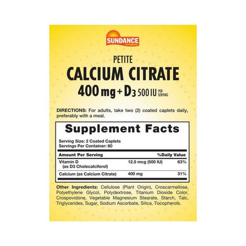 Sundance, Petite Calcium Citrate, 400 Mg, 120 Caps