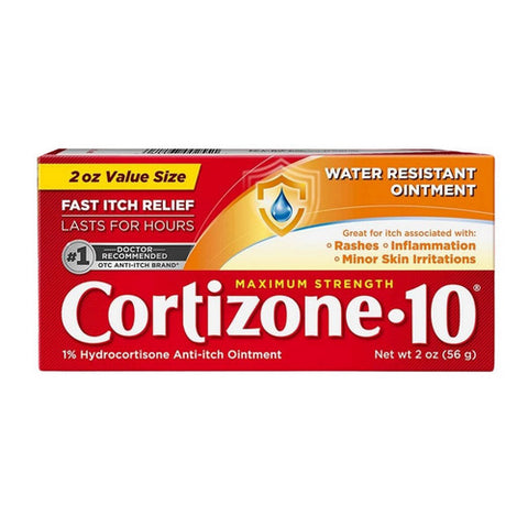 Water Resistant 1% Hydrocortisone Anti-Itch Ointment Maximum Strength 2 Oz by Cortizone-10