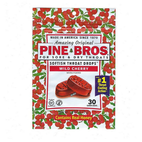 Sore Throat Softish Drops Wild Cherry 30 Count by Pine Bros.