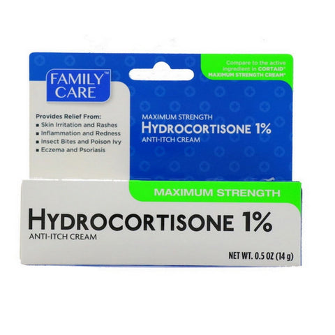 Anti Itch Relief Cream Hydrocortisone 1% 0.5 Oz by Family Care