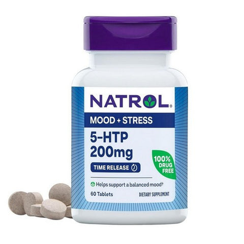 Natrol, Mood Plus Stress 5-HTP Time Release, 200 Mg, 60 Tabs
