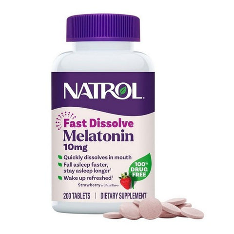 Natrol, Fast Dissolve Melatonin Strawberry-Flavored, 10 Mg, 200 Tabs