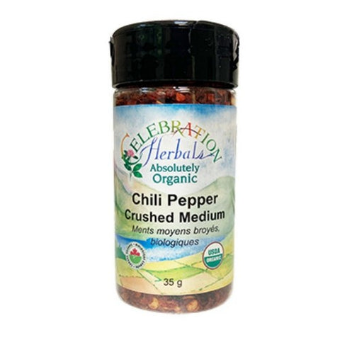 Organic Chili Peppers Red Medium Crushed 1.41 Oz by Celebration Herbals