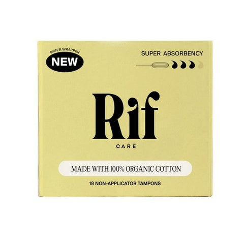 Organic Cotton Non Applicator Tampons Super Absorbency 18 Count by Rif Care