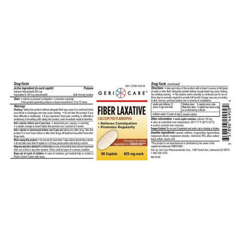 Gericare, Fiber Laxative Calcium Polycarbophil, 625 Mg, 90 Caps Gericare