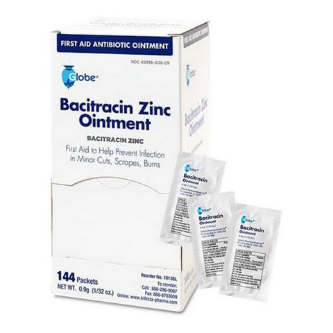 Bacitracin Antibiotic Zinc Ointment 144 Packets by Globe