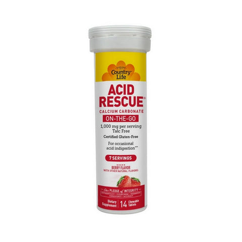 Acid Rescue On-The-Go Chewable Tablets Berry Flavor 14 Count by Country Life