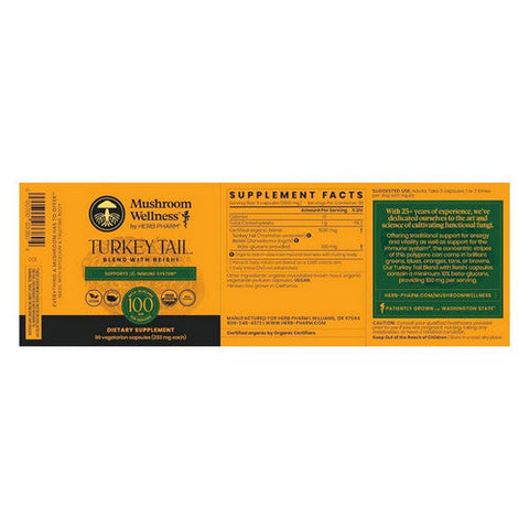Herb Pharm, Mushroom Wellness Turkey Tail Blend With Reishi, 90 Count Herb Pharm