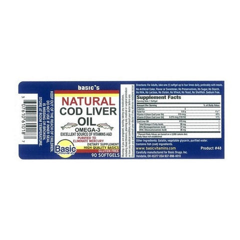 Basic Vitamins, Norwegian Cod Liver Oil, 90 Softgels