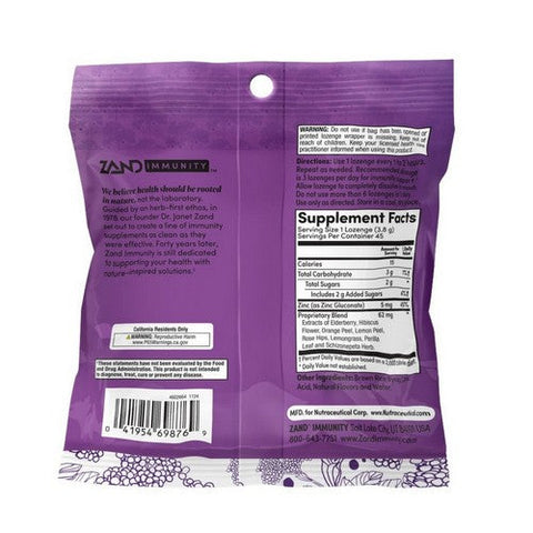 Zand, Elderberry Zinc Lozenges, 45 Count Zand