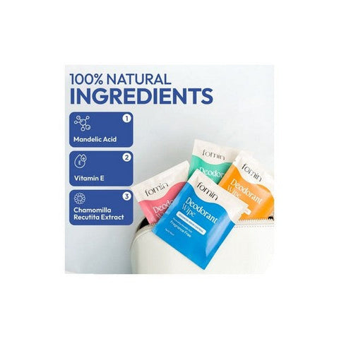 Fomin, AHA Deodorant Wipes Aluminum Free Variety, 15 Count Fomin