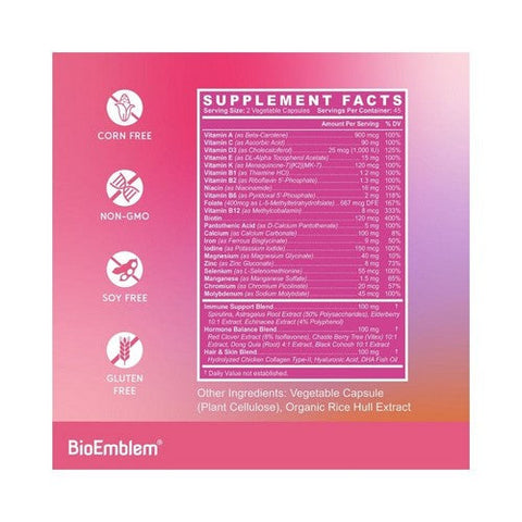BioEmblem, Women's Multivitamin, 90 Veg Caps BioEmblem