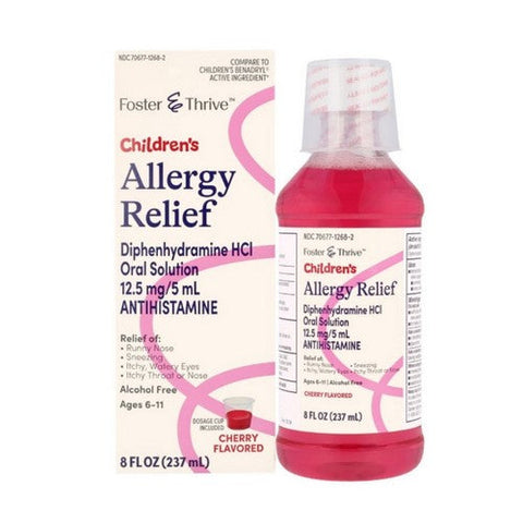 Foster And Thrive, Children's Allergy Relief Diphenhydramine HCl Cherry, 12.5 Mg, 8 Oz Foster And Thrive