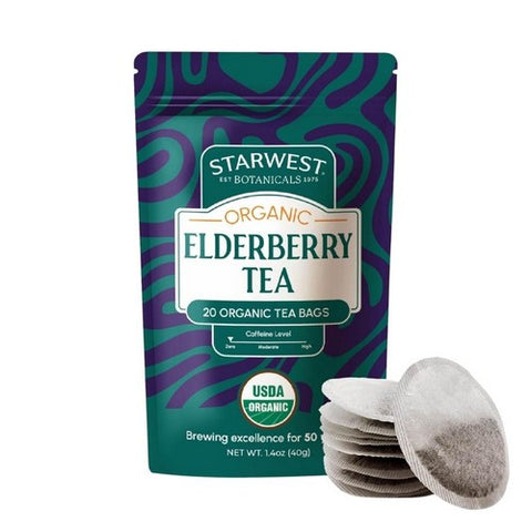 Organic Elderberry Tea Bags 20 Count by Starwest Botanicals