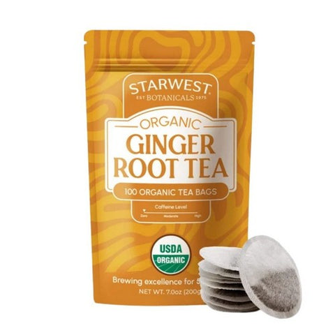 Organic Ginger Root Tea Bags 100 Count by Starwest Botanicals