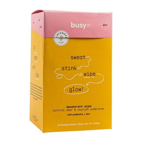 Glow Deodorant Wipes 15 Count by Busy Co