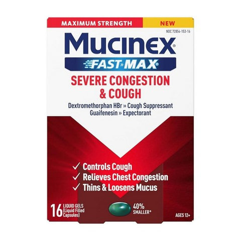 Fast-Max Severe Congestion And Cough 16 Liquid Gels by Mucinex