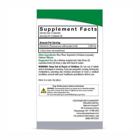 Nature's Answer, Dandelion, 1260 Mg, 90 Veg Caps Nature's Answer