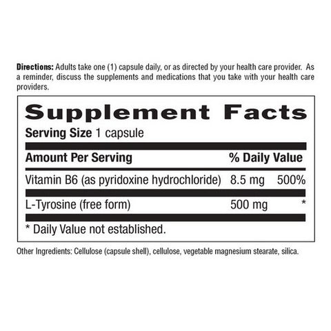 Country Life, L-Tyrosine with B-6, 500 MG, 100 Caps