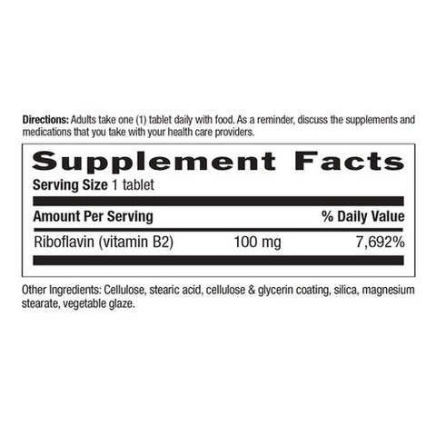Country Life, Vitamin B-2, 100 MG, 100 Tabs