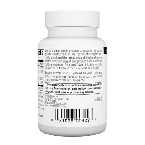 Source Naturals, Zinc Amino Acid Chelate, 100 Tabs