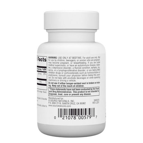 Source Naturals, Melatonin Orange, 5 mg, Sublingual Orange 50 Tabs Source Naturals
